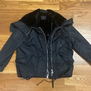 AllSaints Double Zipper Faux Fur Parka